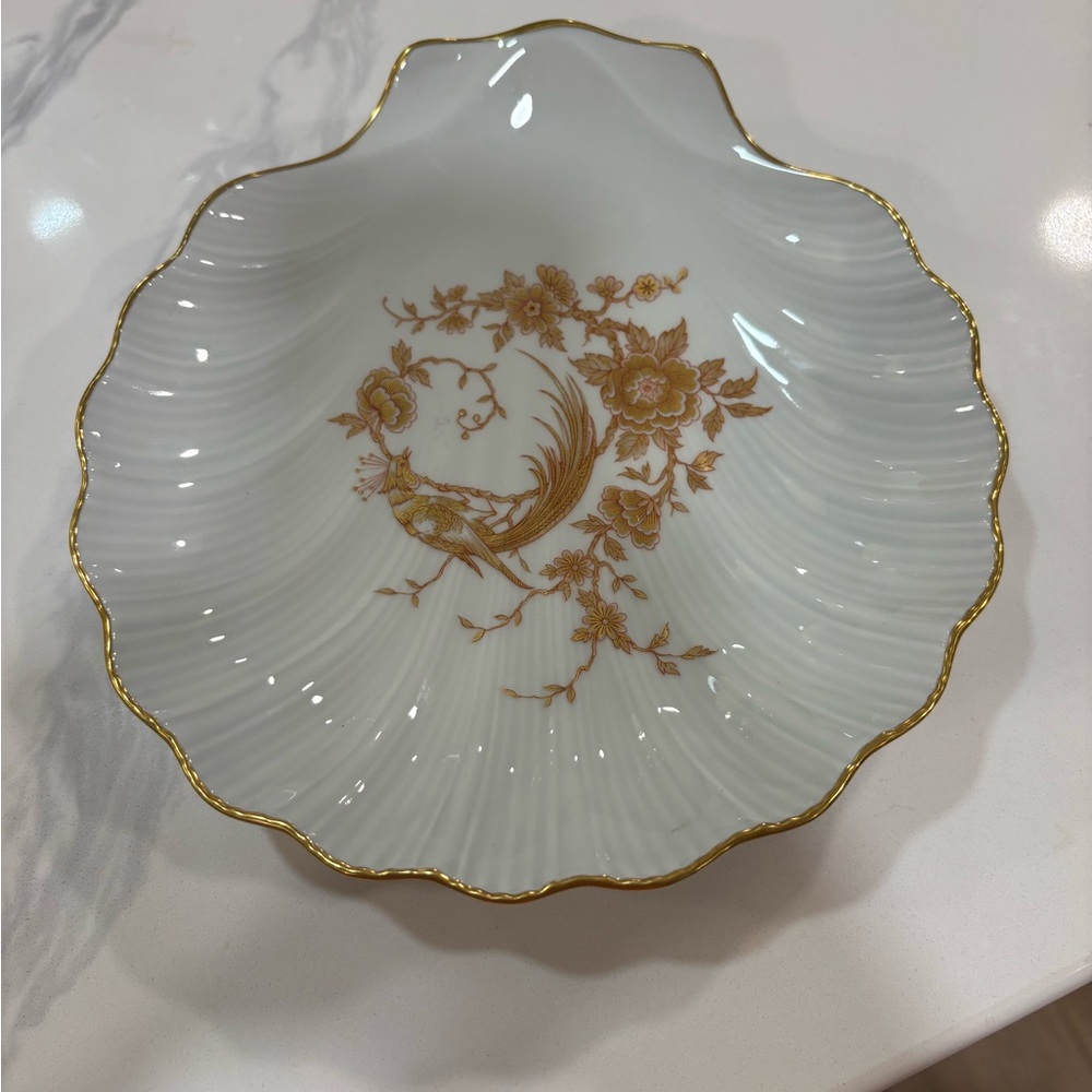 VintageLimoges France porcelain gold gilded pheasant shell